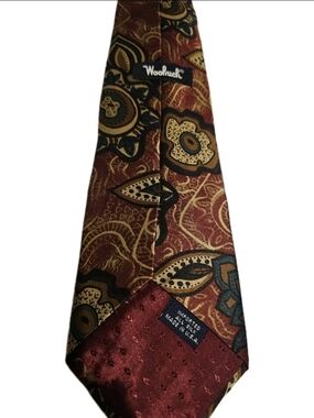 Woolrich Red and Gold Paisley Silk Necktie